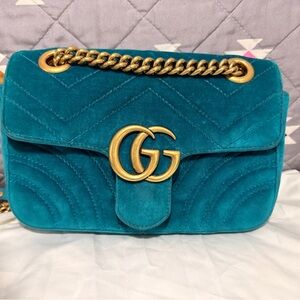 Teal Velvet Gucci Marmont